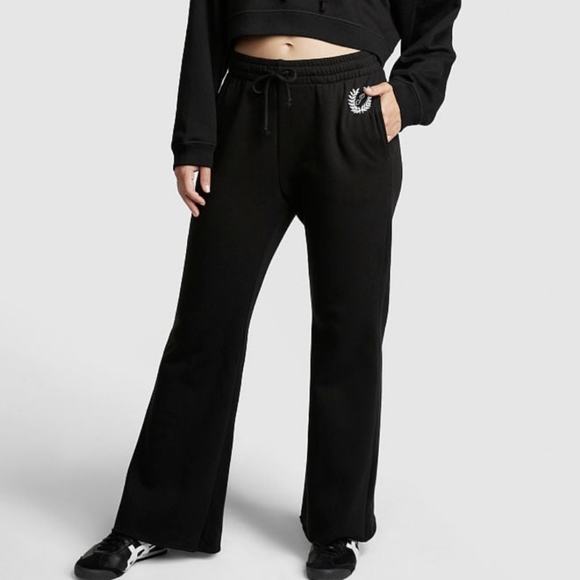 NWT Pink Everyday Fleece High Waist Flare Pants Women's Sweatpants Black XXL - Picture 1 of 7